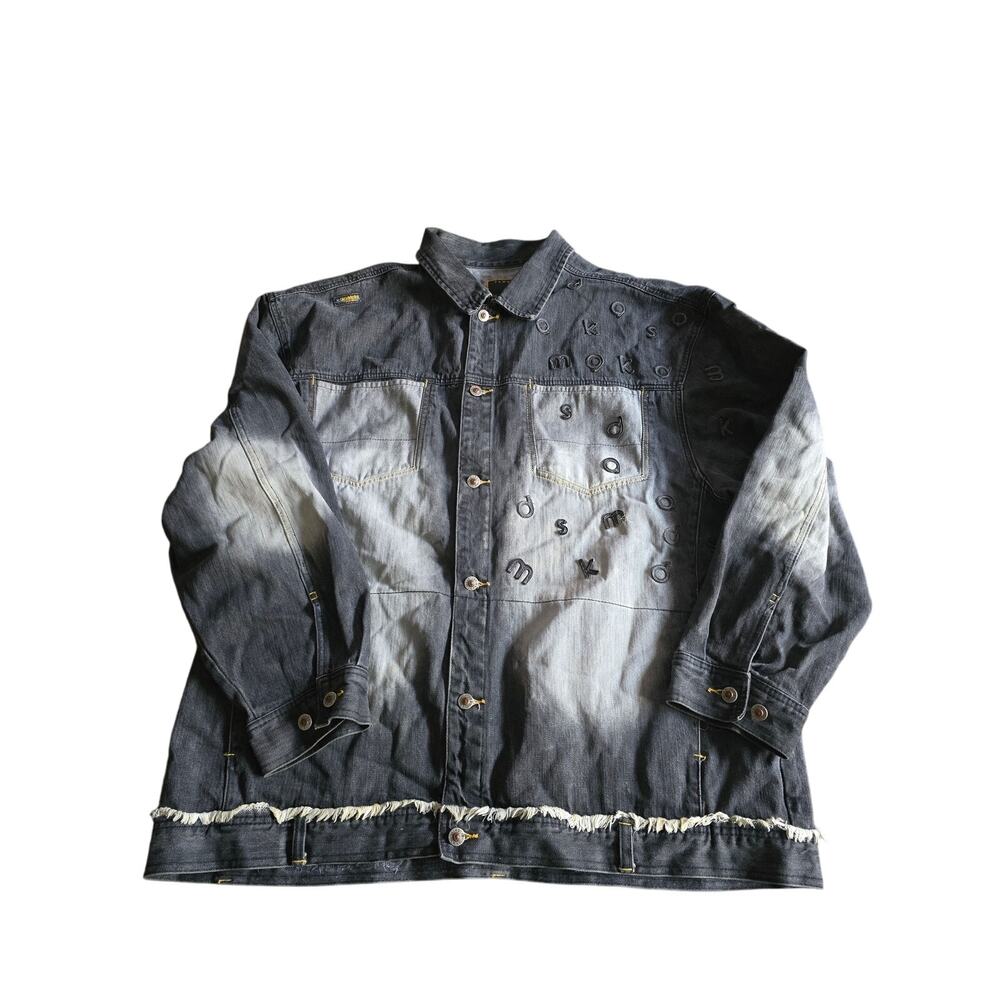 Akademiks Vintage 90s Button Down Denim Jacket Black/Grey 3XL